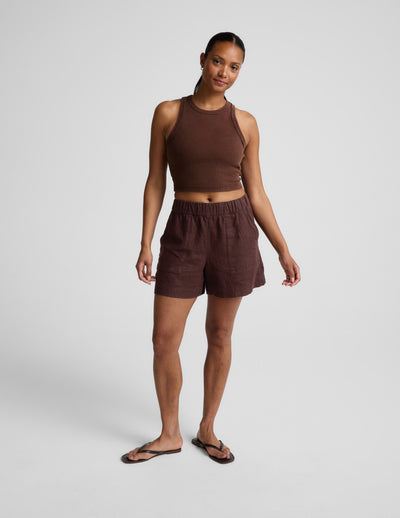 On Repeat Rib High Neck Cropped Tank