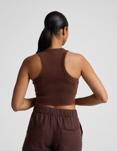 On Repeat Rib High Neck Cropped Tank