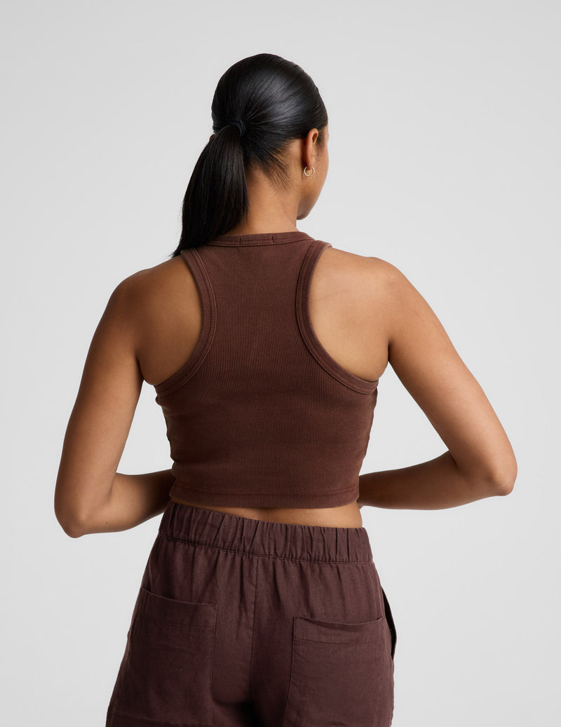 On Repeat Rib High Neck Cropped Tank