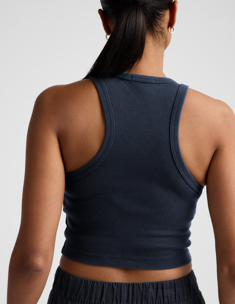 On Repeat Rib High Neck Cropped Tank