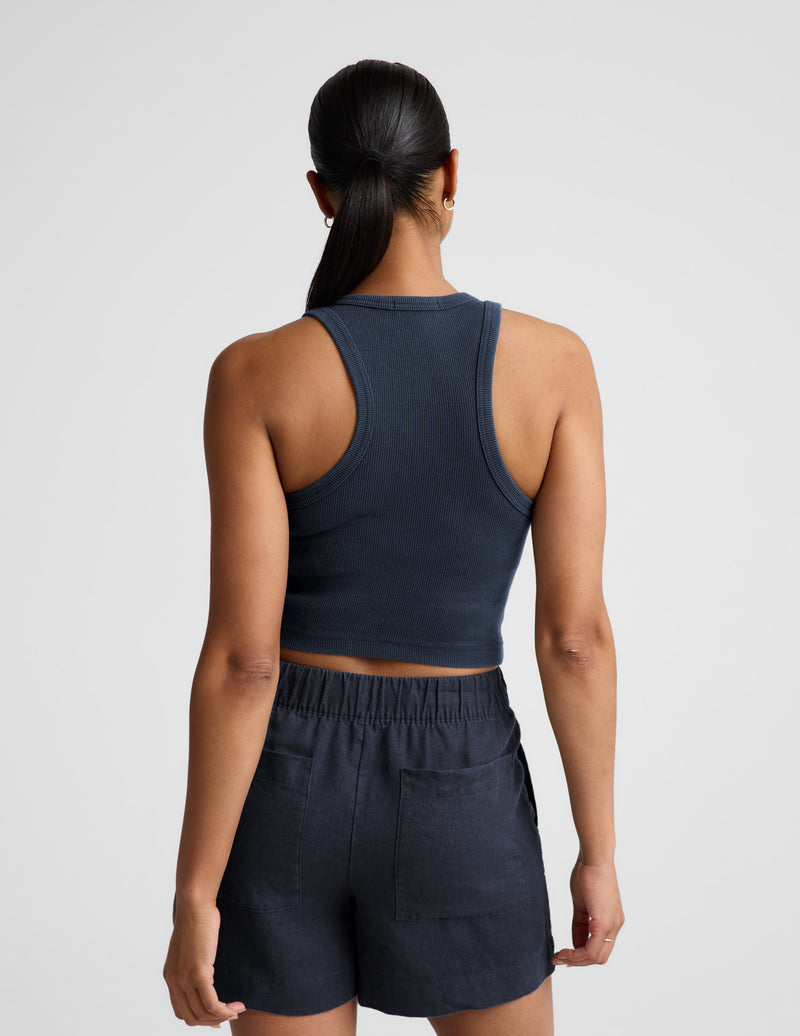 On Repeat Rib High Neck Cropped Tank