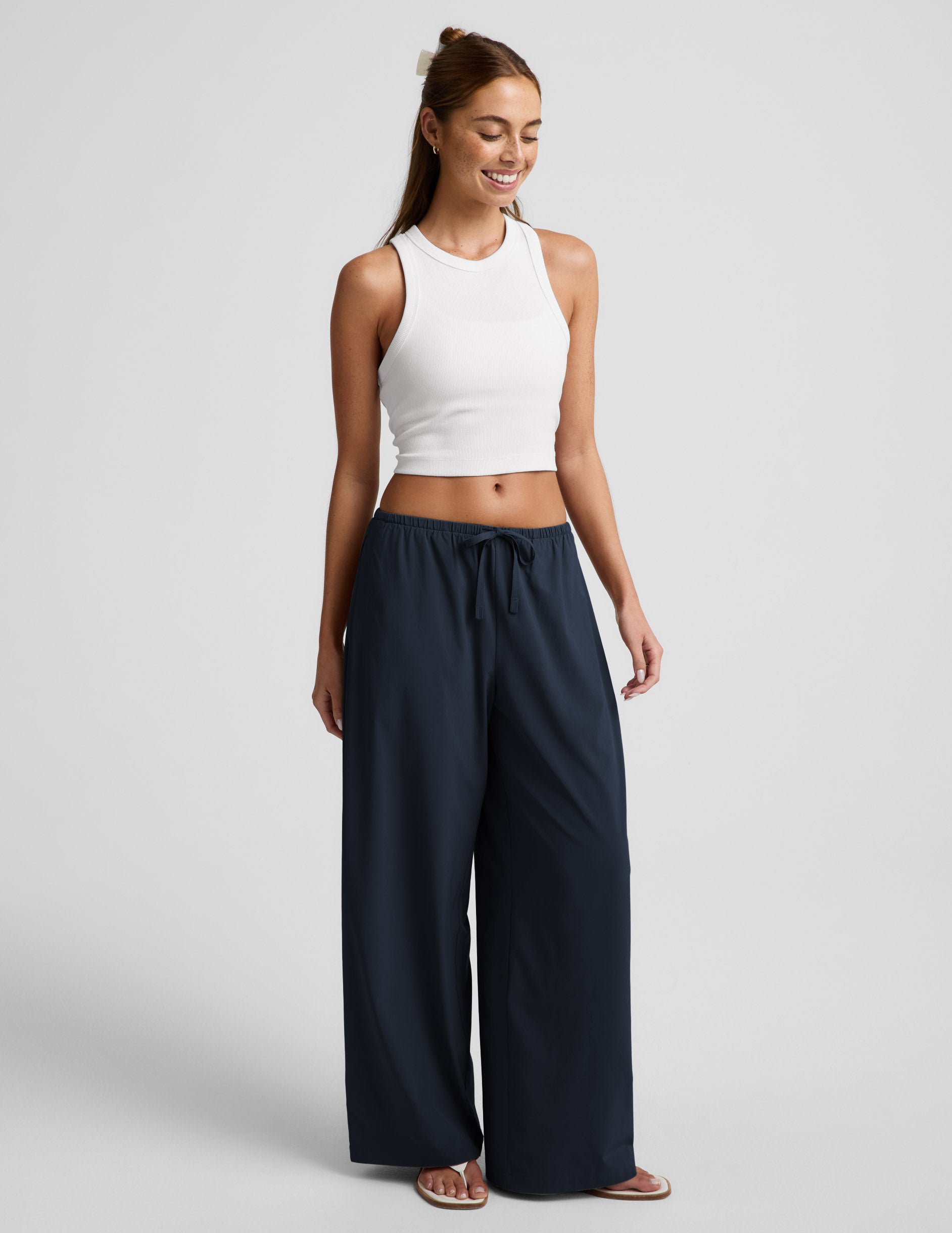 Women's Wide Leg Casual Solstice Pants - Navy | Beyond Yoga