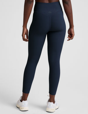 blue high-waisted midi ribbed leggings. 