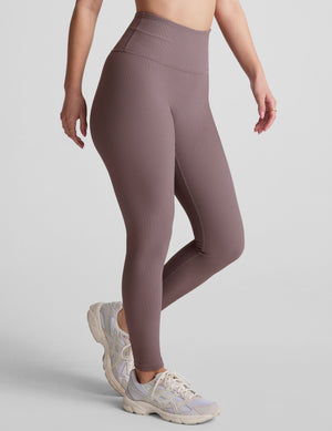 brown midi length ribbed leggings with a 4