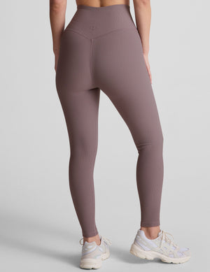brown midi length ribbed leggings with a 4