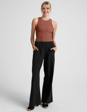 red high-neck ribbed racerback tank. 