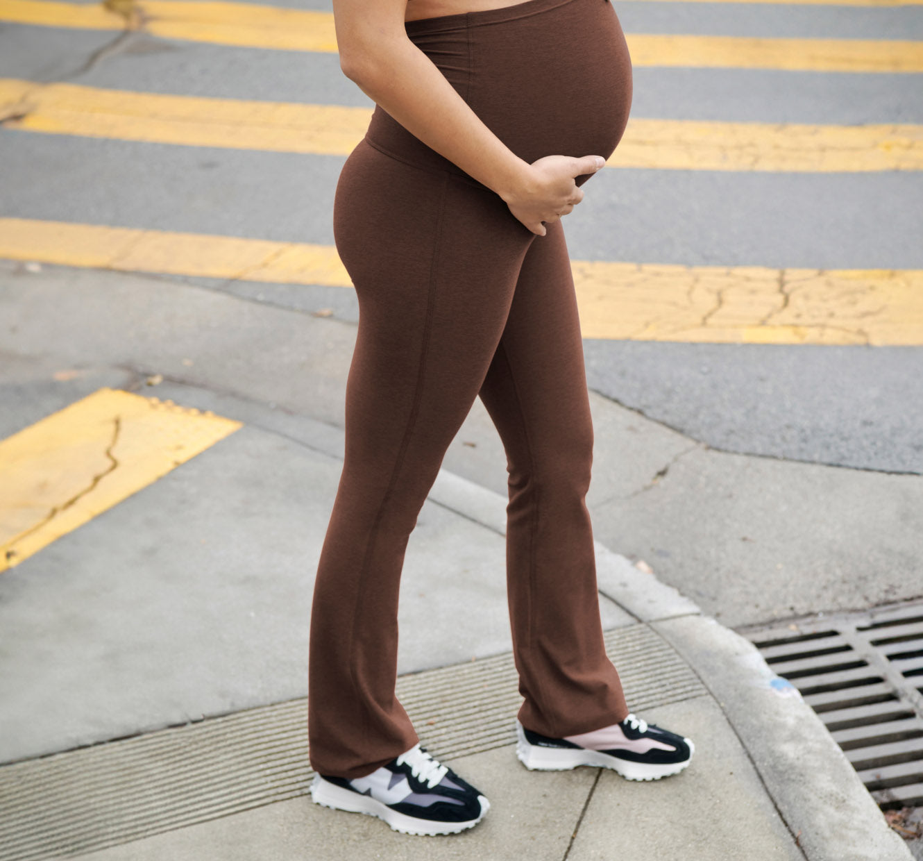 brown maternity wide leg pant.