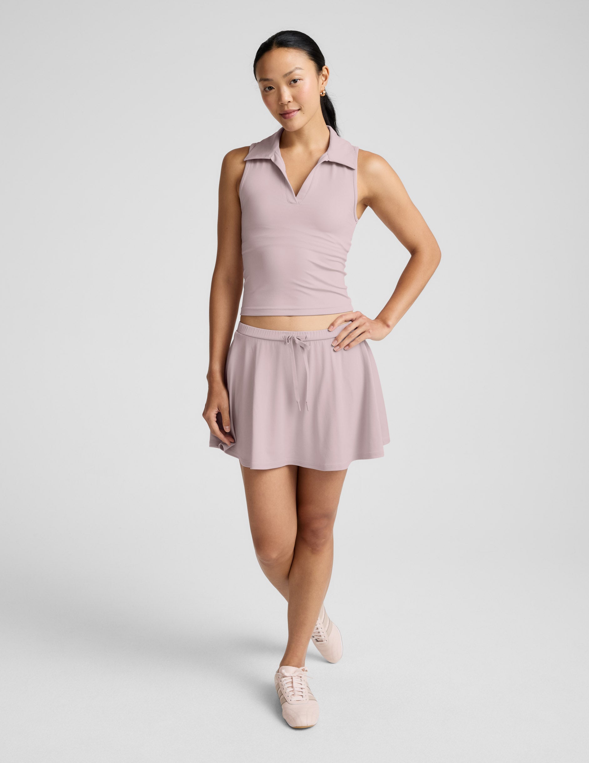 Drawcord Mini Tennis Skirt Sport Active - Blush Pink | Beyond Yoga