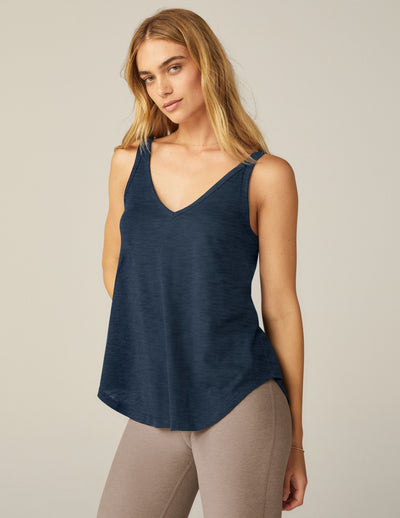 blue v neck tank