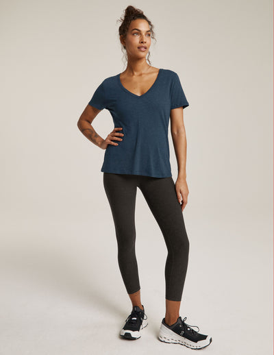 blue v neck short sleeve tee