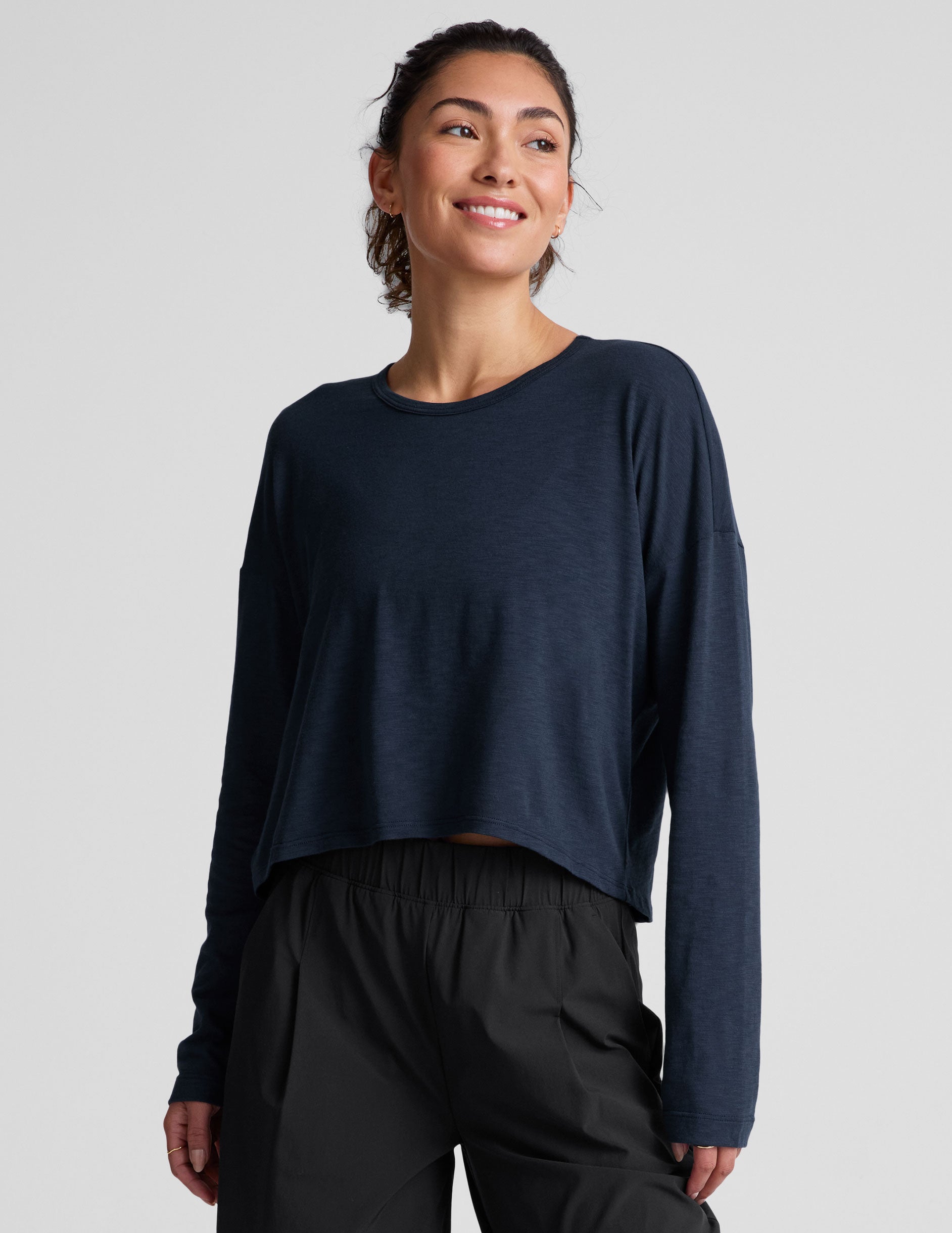 blue long sleeve top