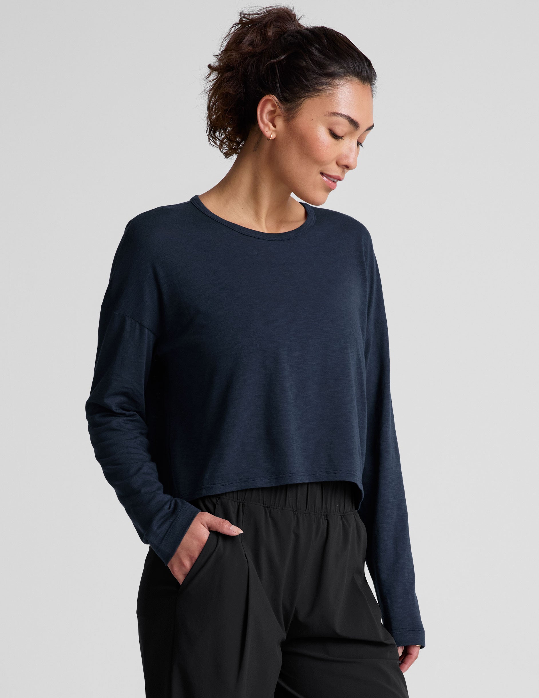 blue long sleeve top