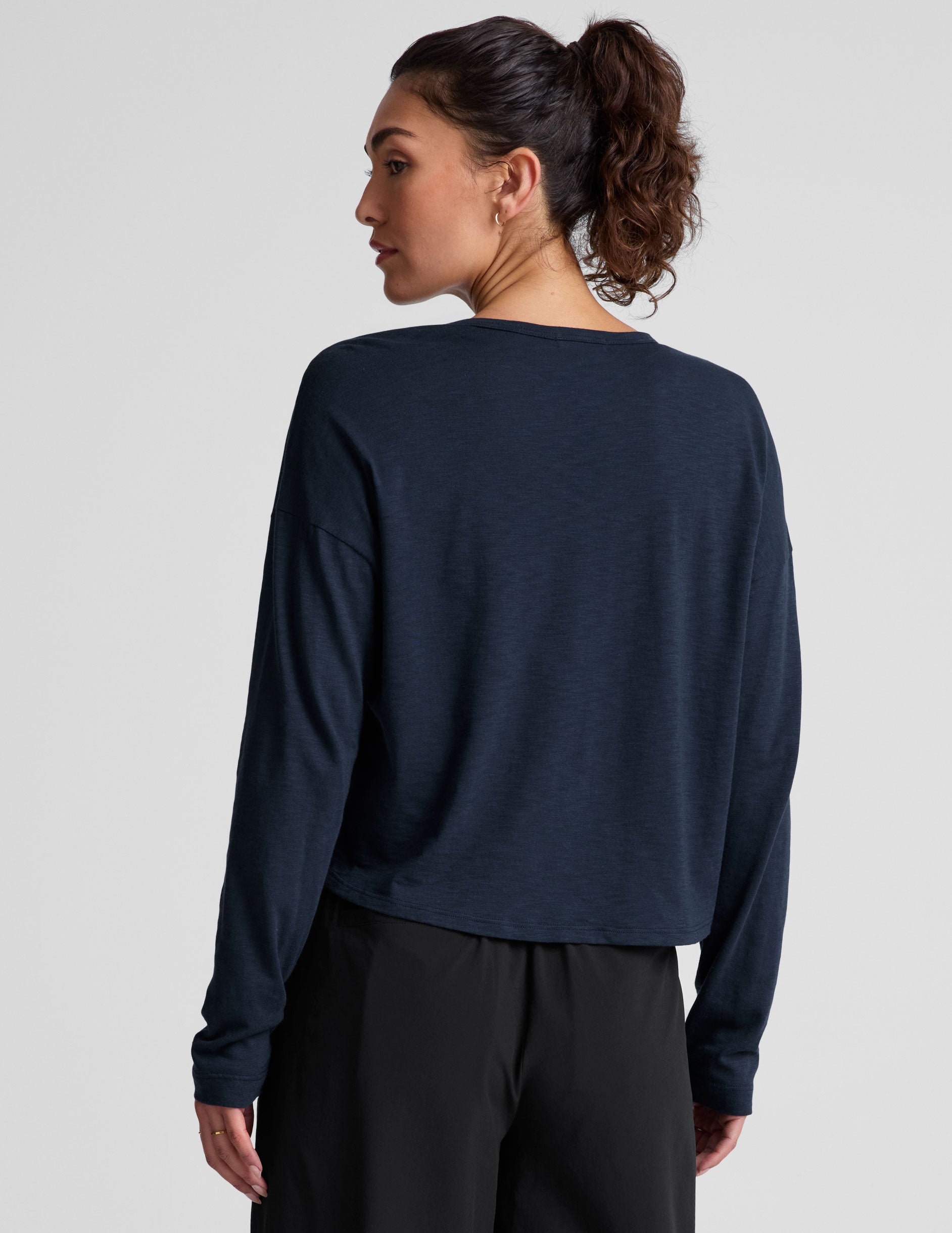 blue long sleeve top