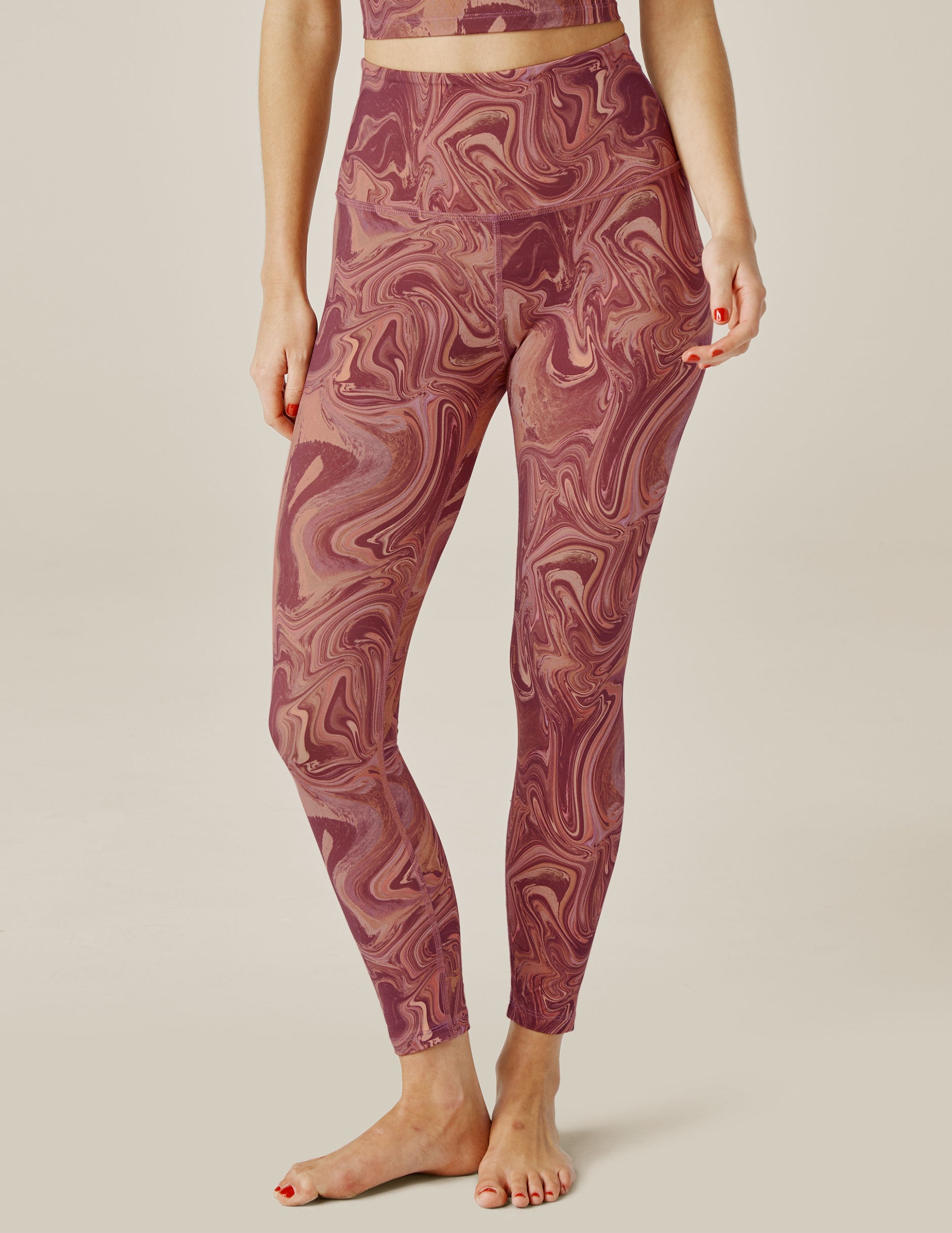Serenity Lucy Light Grey Floral Print Leggings Yoga Pants - Women