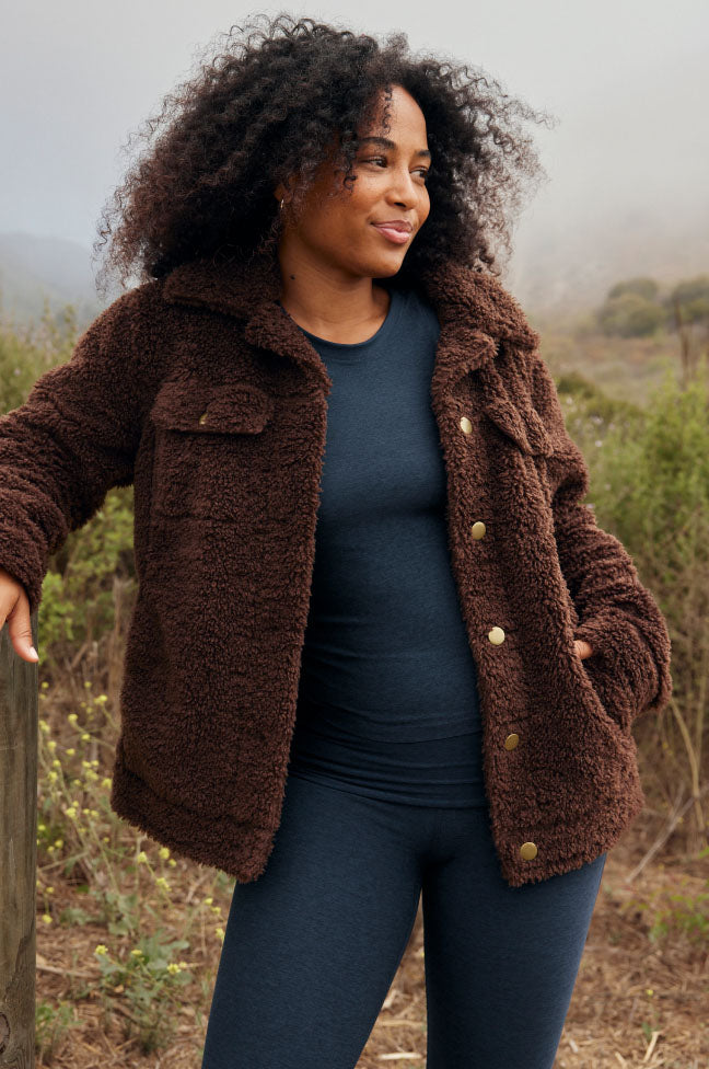 brown cozy button down jacket