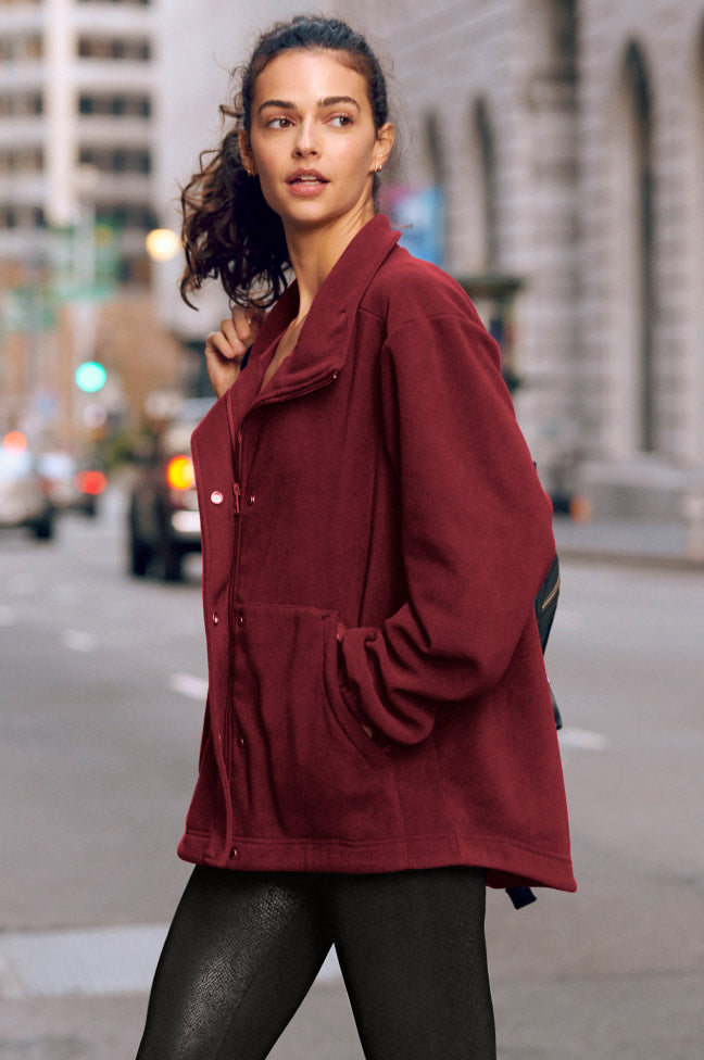 red button down jacket