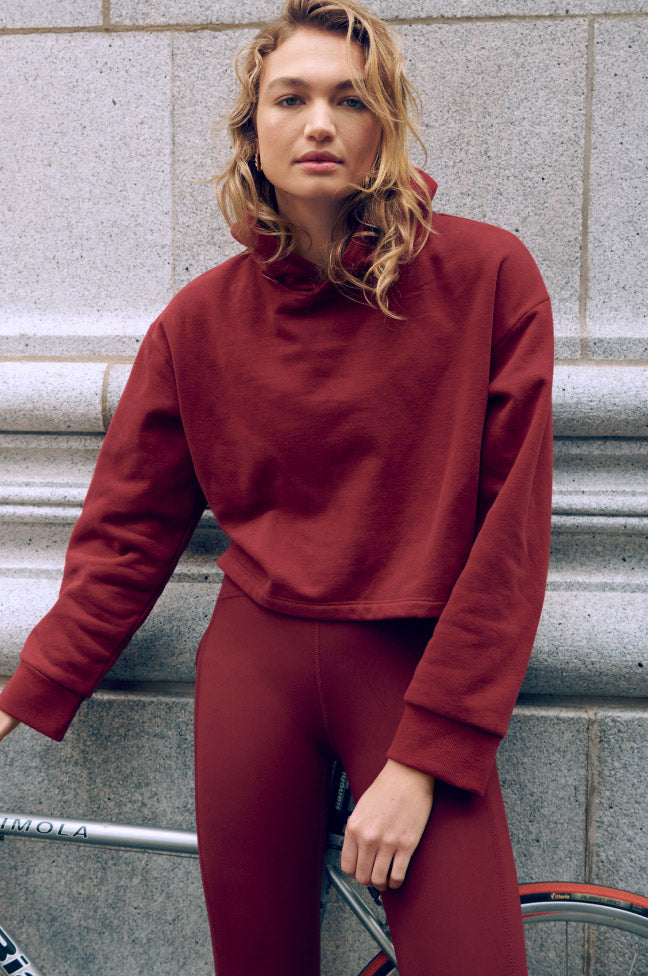 red crop pullover top