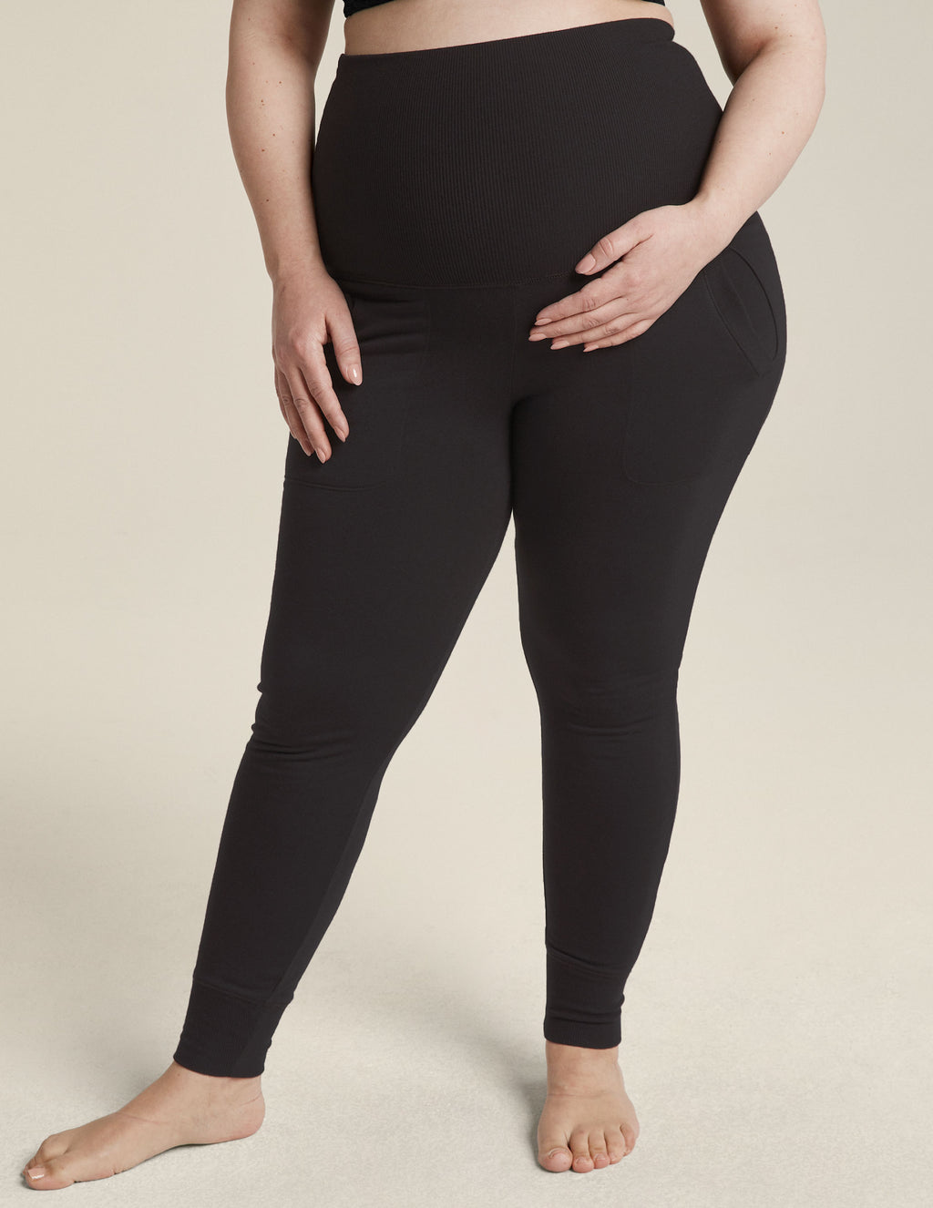 Cozy Fleece Grow Together Fold Over Maternity Sweatpants Secondary Image