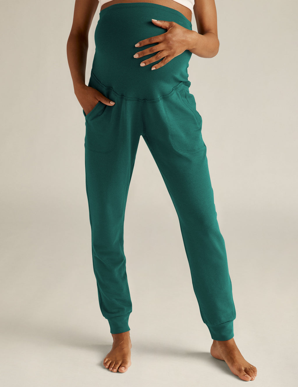 Cozy Fleece Grow Together Fold Over Maternity Sweatpants Secondary Image