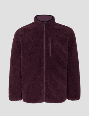 men's zip-up fleece jacket on a light background. 