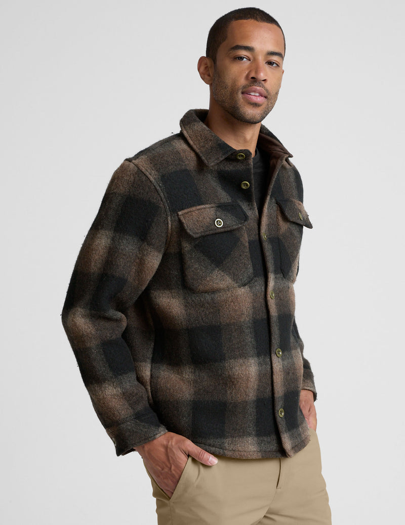 Plaid Wool Blend Men's Shirt Jacket