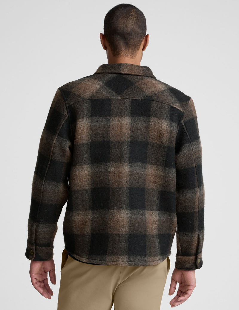 Plaid Wool Blend Men's Shirt Jacket