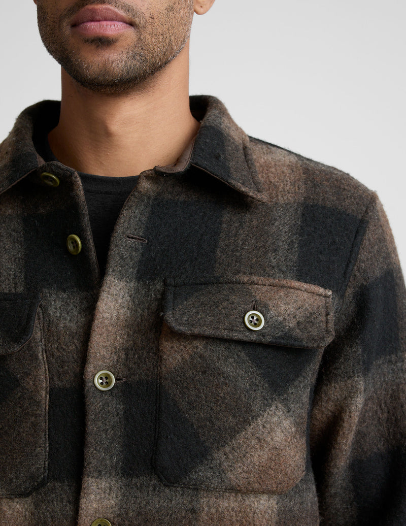 Plaid Wool Blend Men's Shirt Jacket