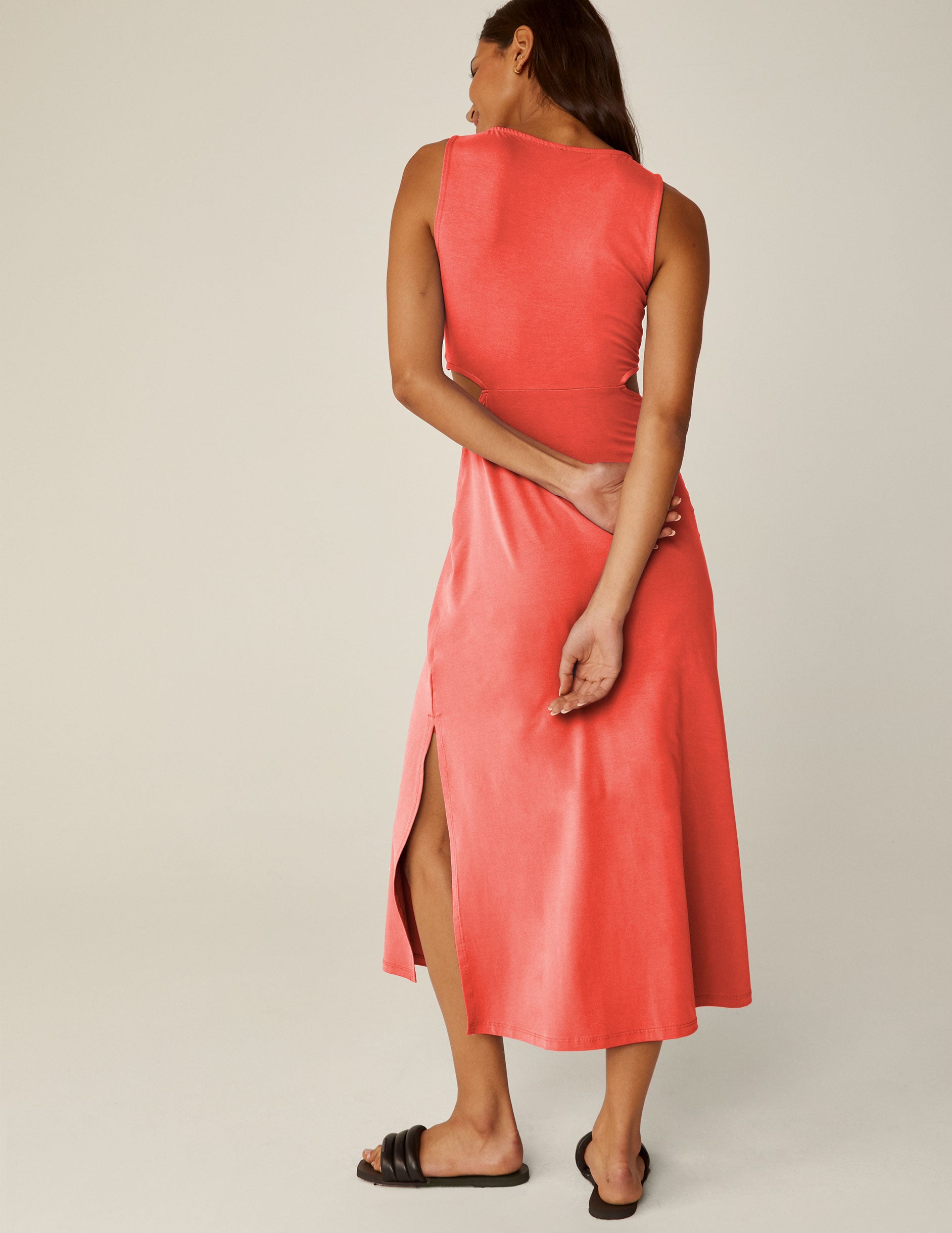 pink twist front sleeveless dress