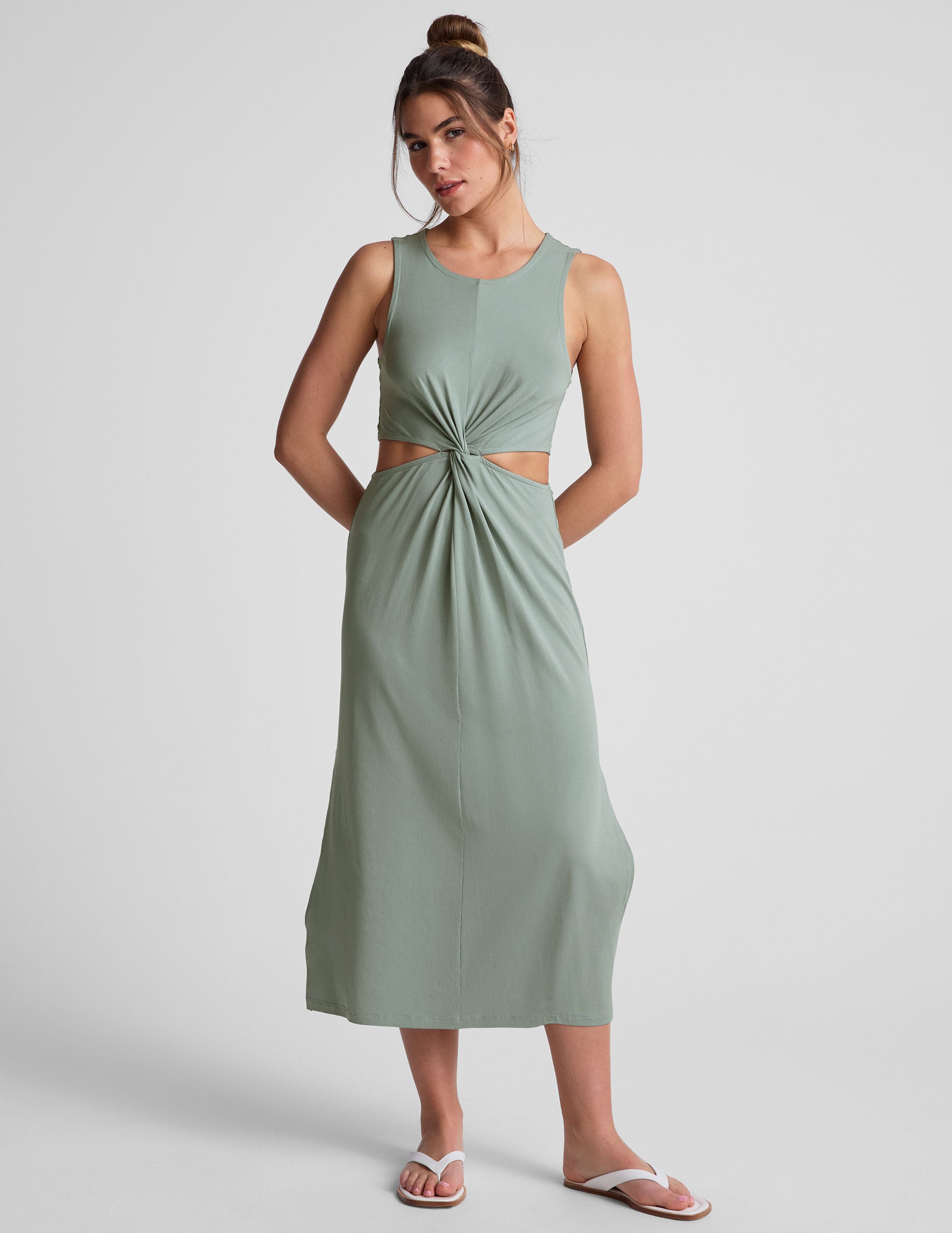 Beyond Yoga Around The World Front Twist Dress | Serene Sage / XL Beyond Yoga Around The World Front Twist Dress | Serene Sage / XL