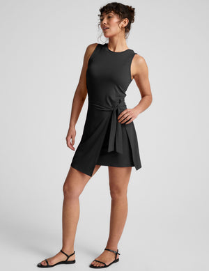 black dress with tie at waist