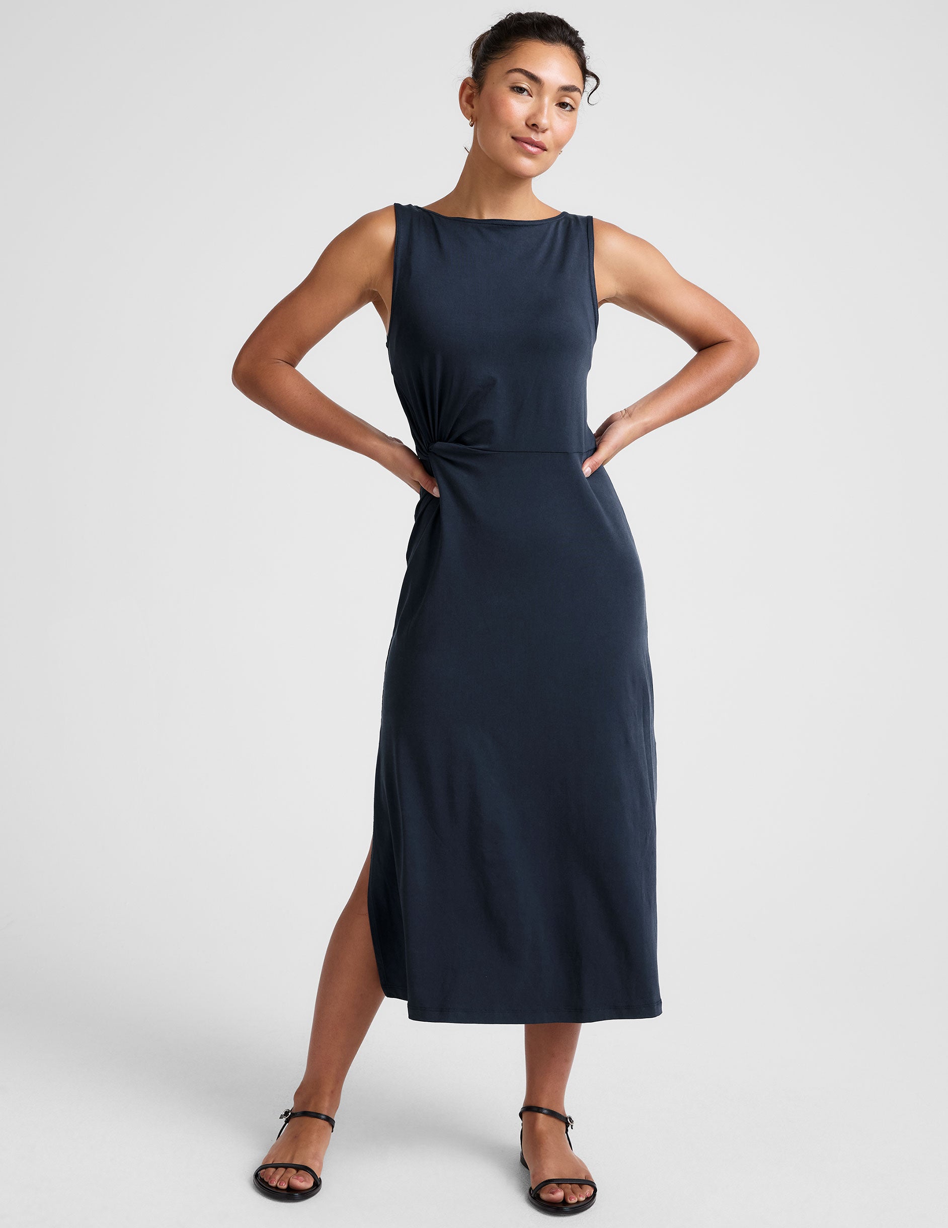 Beyond Yoga Rotation Side Twist Midi Dress | Nocturnal Navy / Xs Beyond Yoga Rotation Side Twist Midi Dress | Nocturnal Navy / Xs