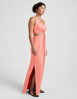 light pink maxi dress Beyond Yoga Maxi Around The World Front Twist Dress