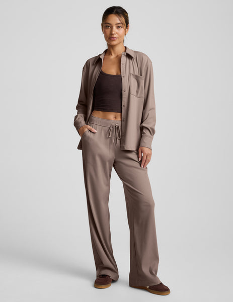 Wide Leg Drawstring Breathe Easy Pants - Cappuccino | Beyond Yoga