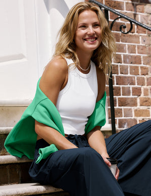 On Repeat Rib High Neck Cropped Tank