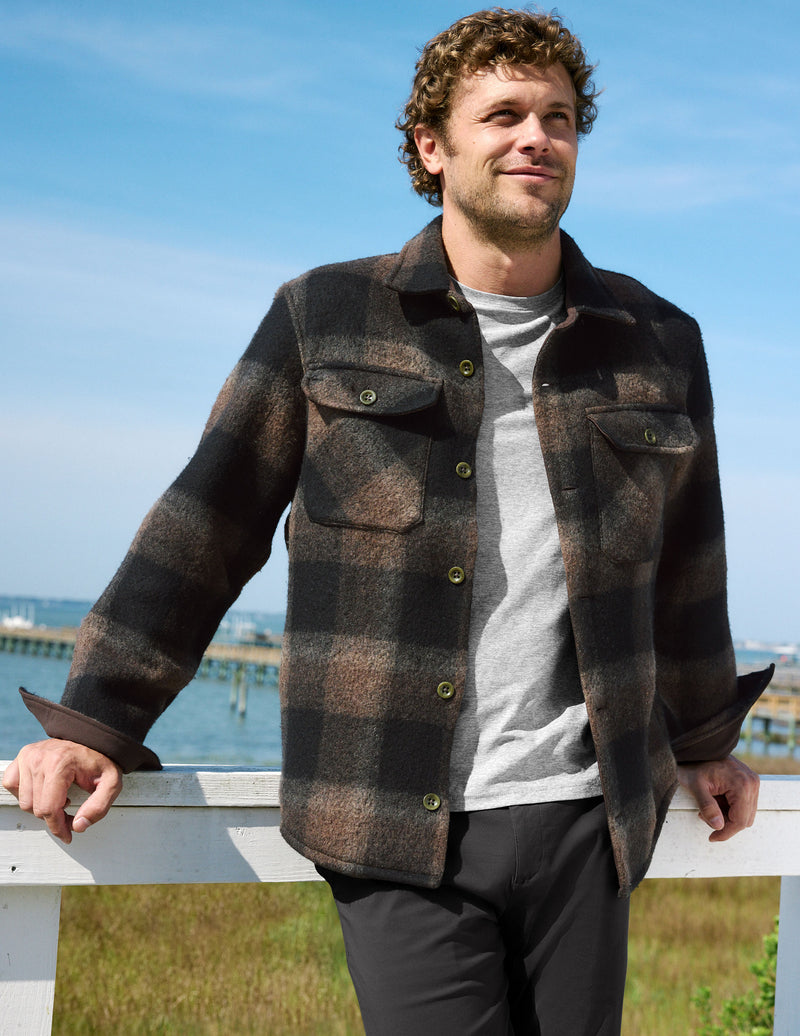 Plaid Wool Blend Men's Shirt Jacket