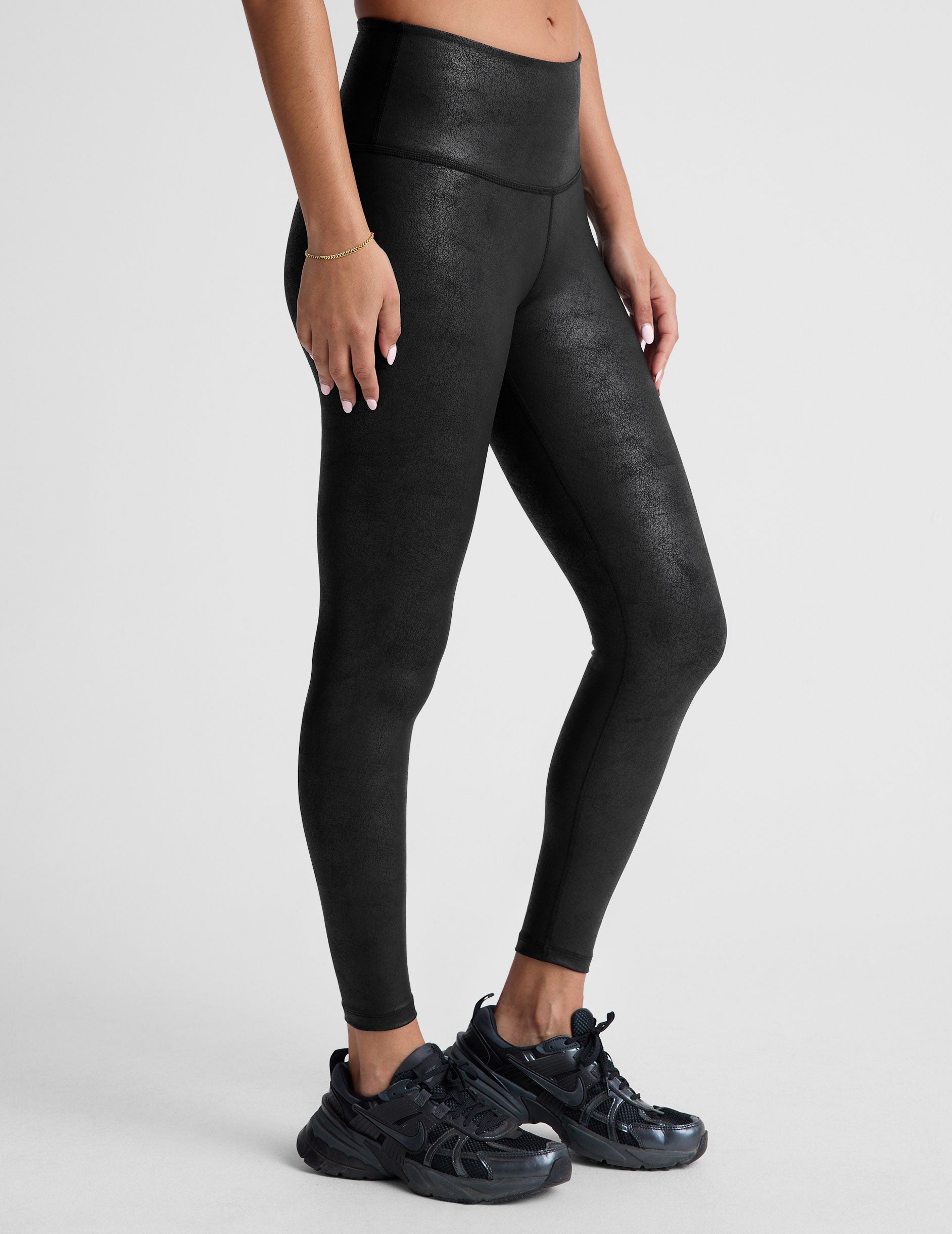 Beyond Yoga Leatherette High Waisted Midi Legging Black Leatherette Foil Xs