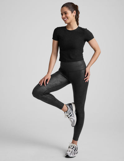 Leatherette High Waisted Midi Legging