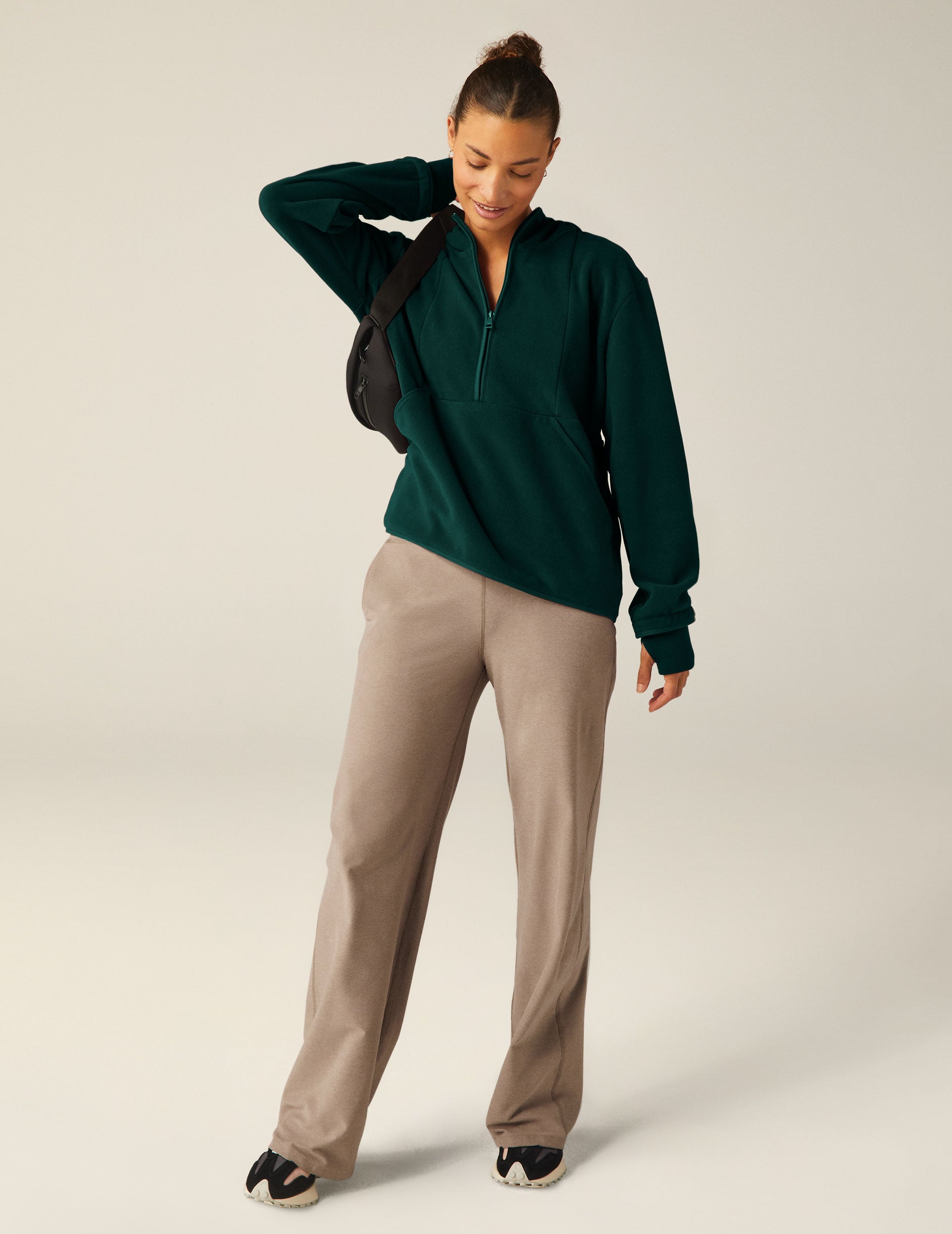 green quarter zip fleece jacket. 