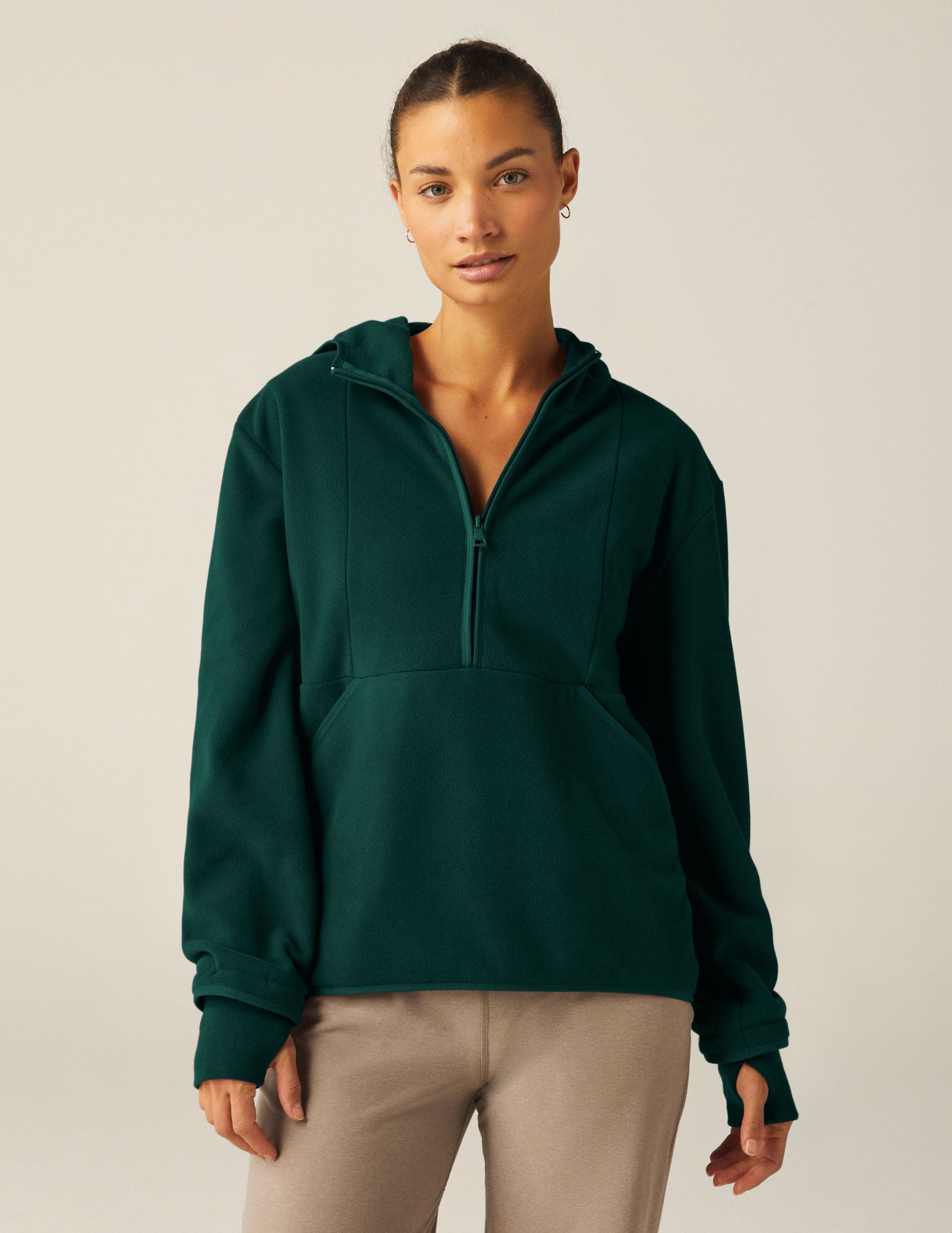 green quarter zip fleece jacket. 