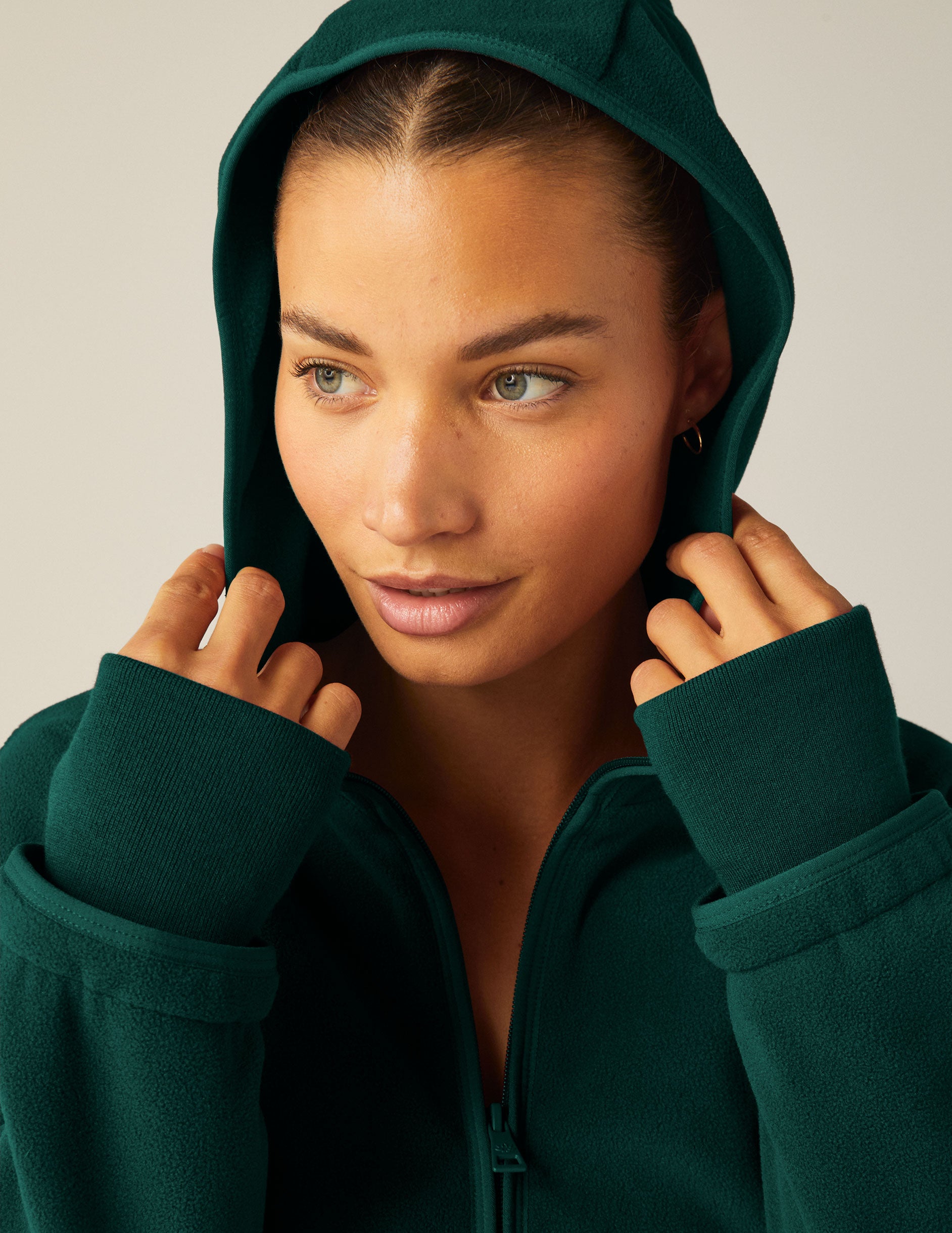 green quarter zip fleece jacket. 