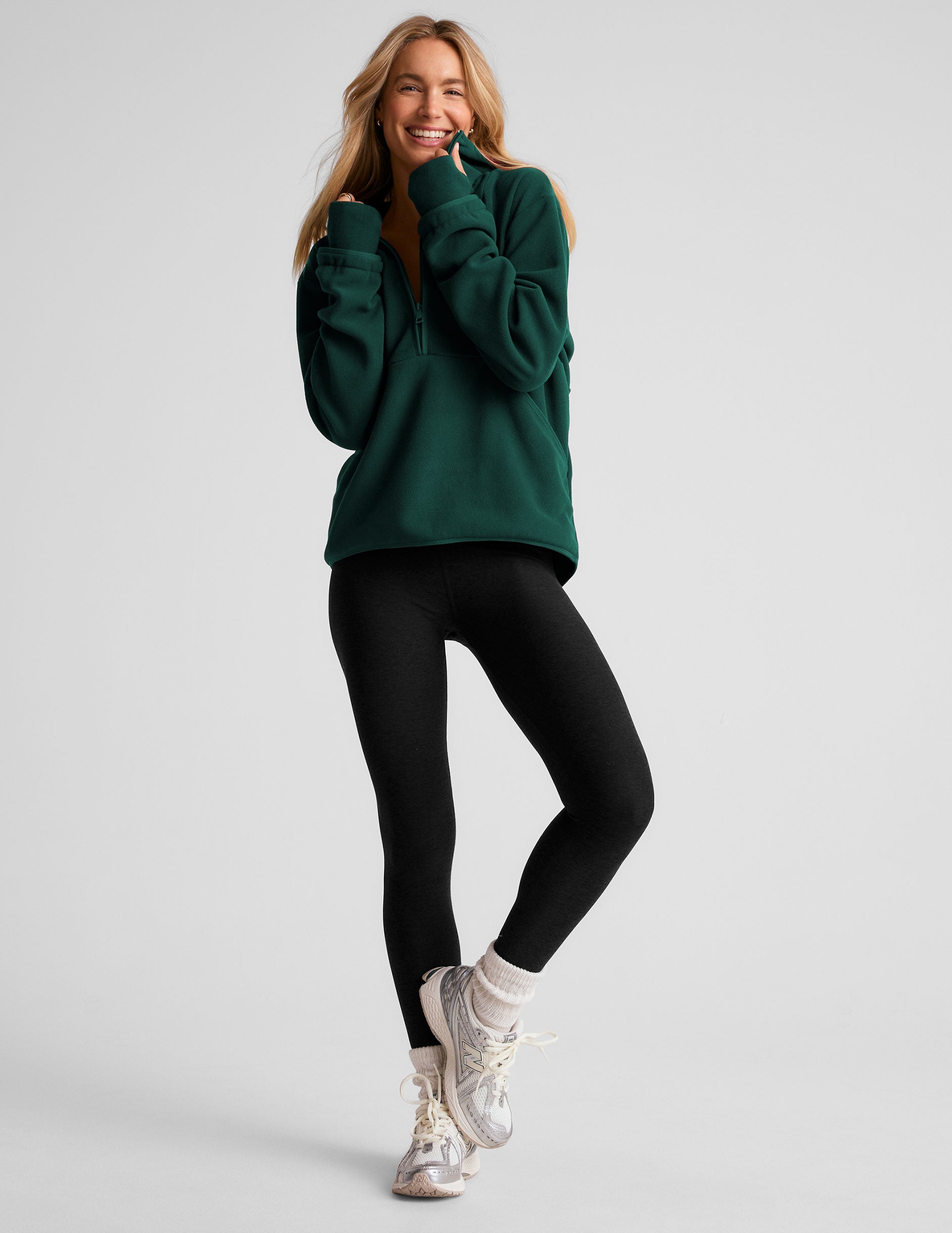 green quarter zip fleece jacket. 