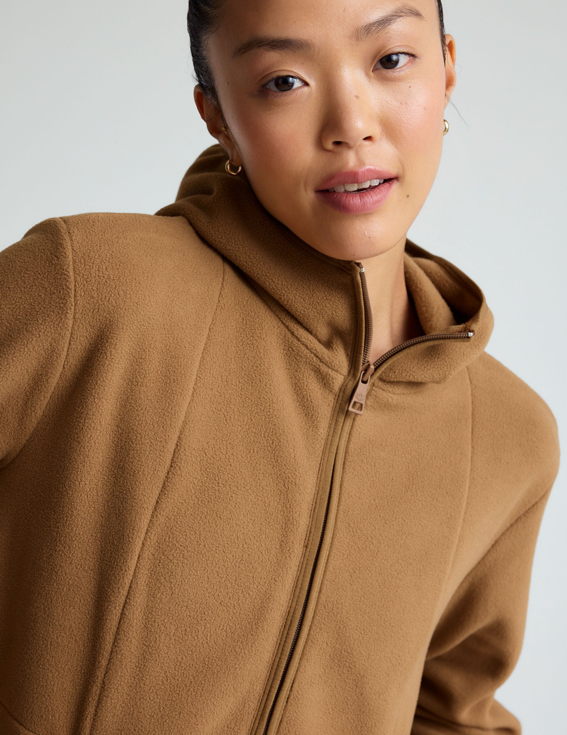 tan half zip jacket