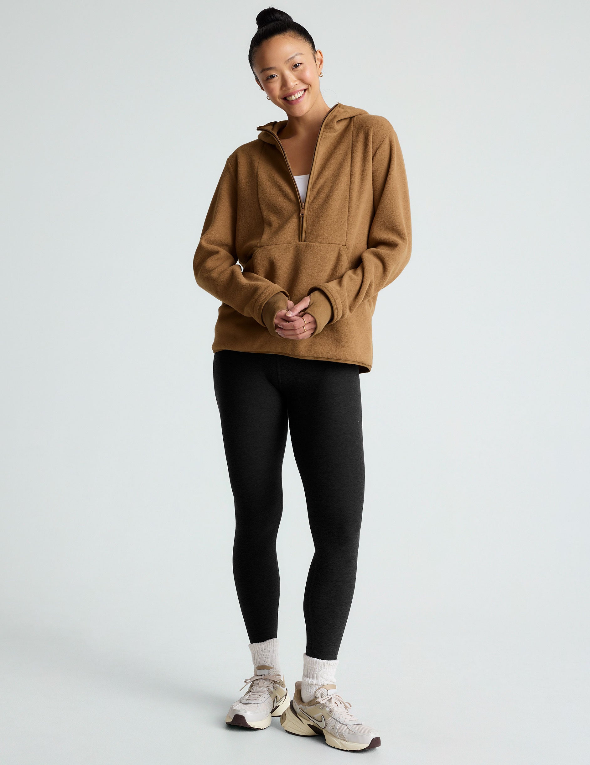 tan half zip jacket