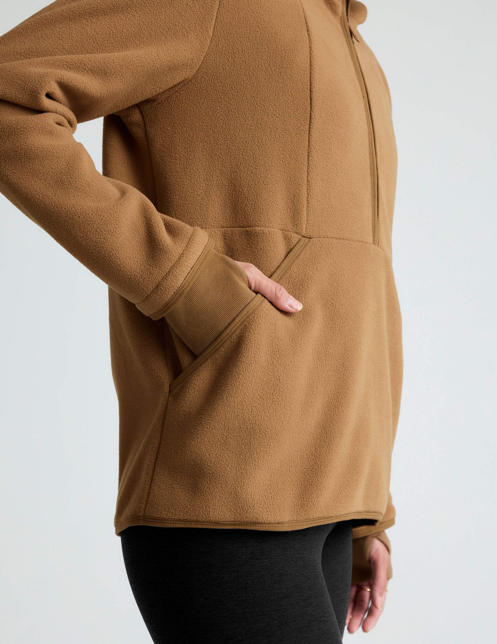 tan half zip jacket