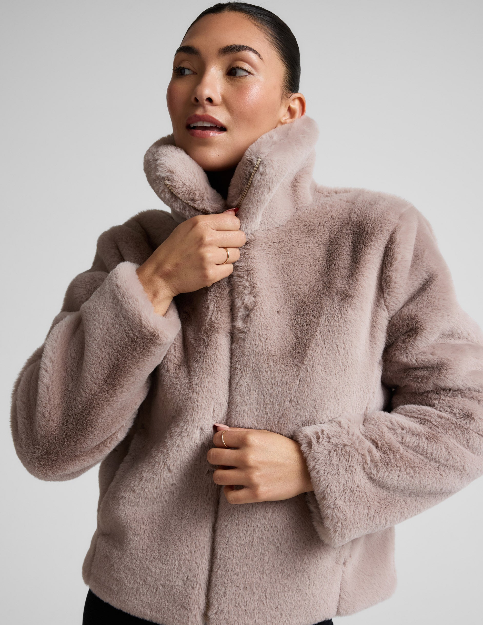 On The List Faux Fur Jacket | Beyond Yoga display picture 1