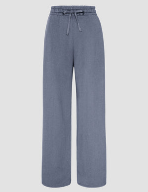blue relaxed fit cropped wide leg pants. 