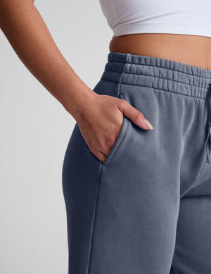 blue relaxed fit cropped wide leg pants. 