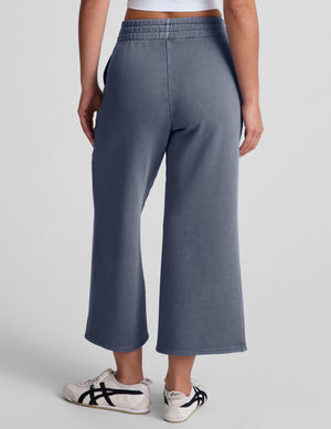 blue relaxed fit cropped wide leg pants. 