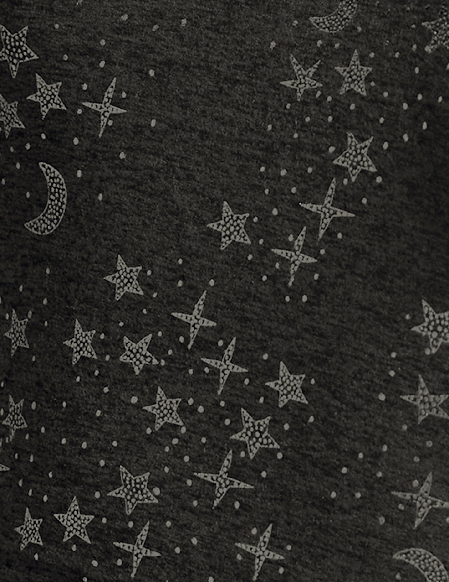Gunmetal Starry Night Foil fabric swatch.