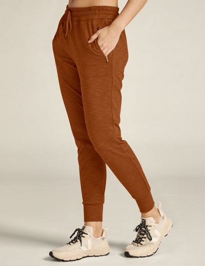 brown joggers with pockets
